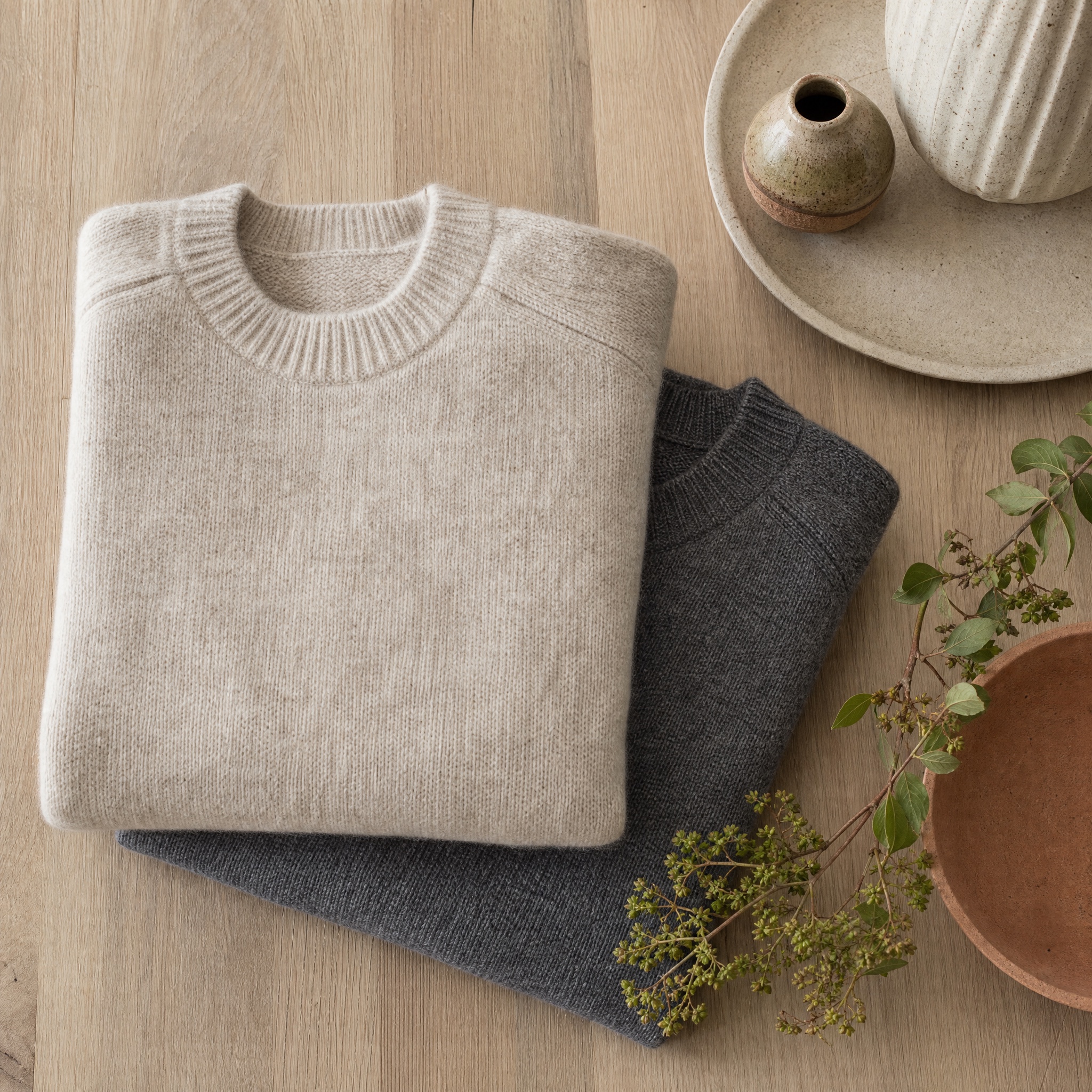 Folded jumpers from the WOOL BARN range