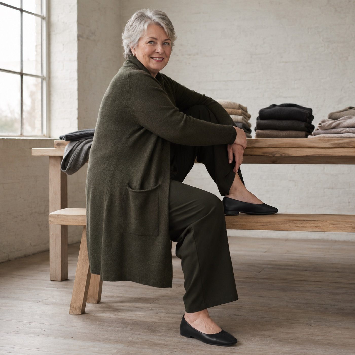 Thornby Longline Cardigan — Cardigans by WOOL BARN. worn by a model.