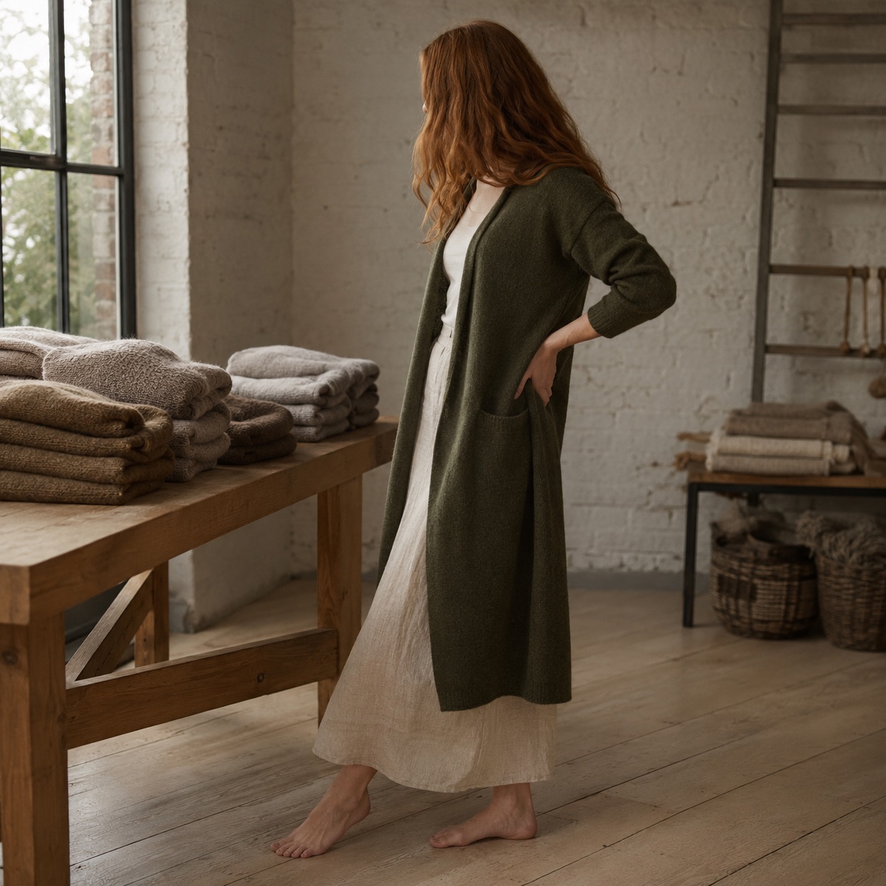 Thornby Longline Cardigan Thornby Longline Cardigan — WOOL BARN knitwear, product photograph