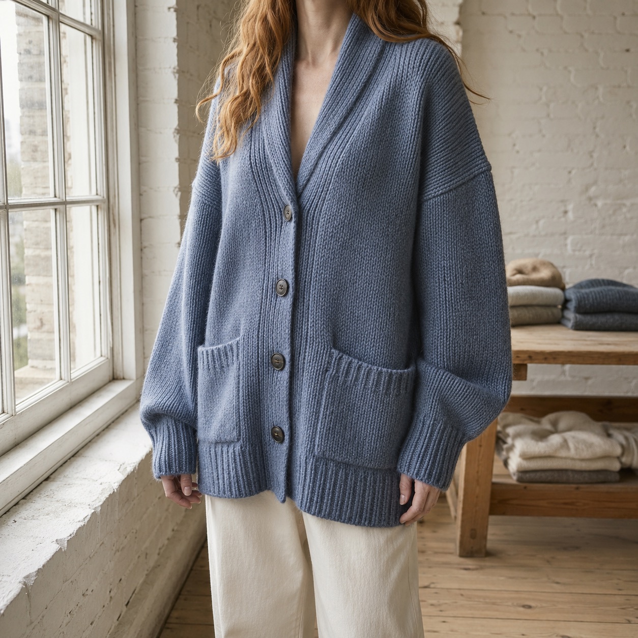 Hartley Chunky Knit Cardigan — WOOL BARN knitwear, product photograph