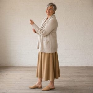 Eddisbury Shawl Collar Cardigan — Cardigans by WOOL BARN. worn by a model.