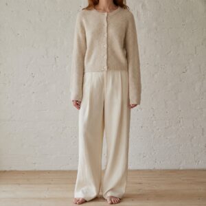 Ivel Cropped Cardigan — WOOL BARN knitwear, product photograph