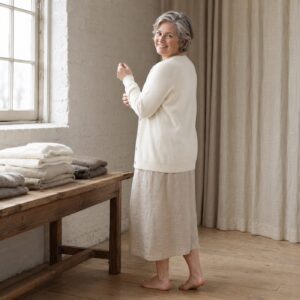 Fennel Button Front Cardigan — Cardigans by WOOL BARN. worn by a model.