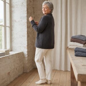 Corve Chunky Knit Cardigan — Cardigans by WOOL BARN. worn by a model.
