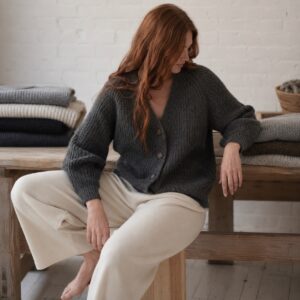 Corve Chunky Knit Cardigan — WOOL BARN knitwear, product photograph