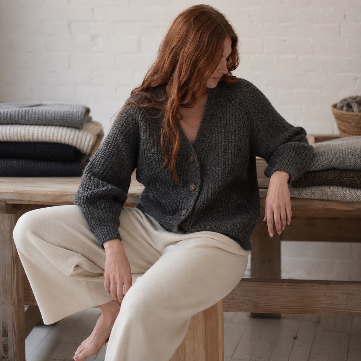 Corve Chunky Knit Cardigan — WOOL BARN knitwear, product photograph