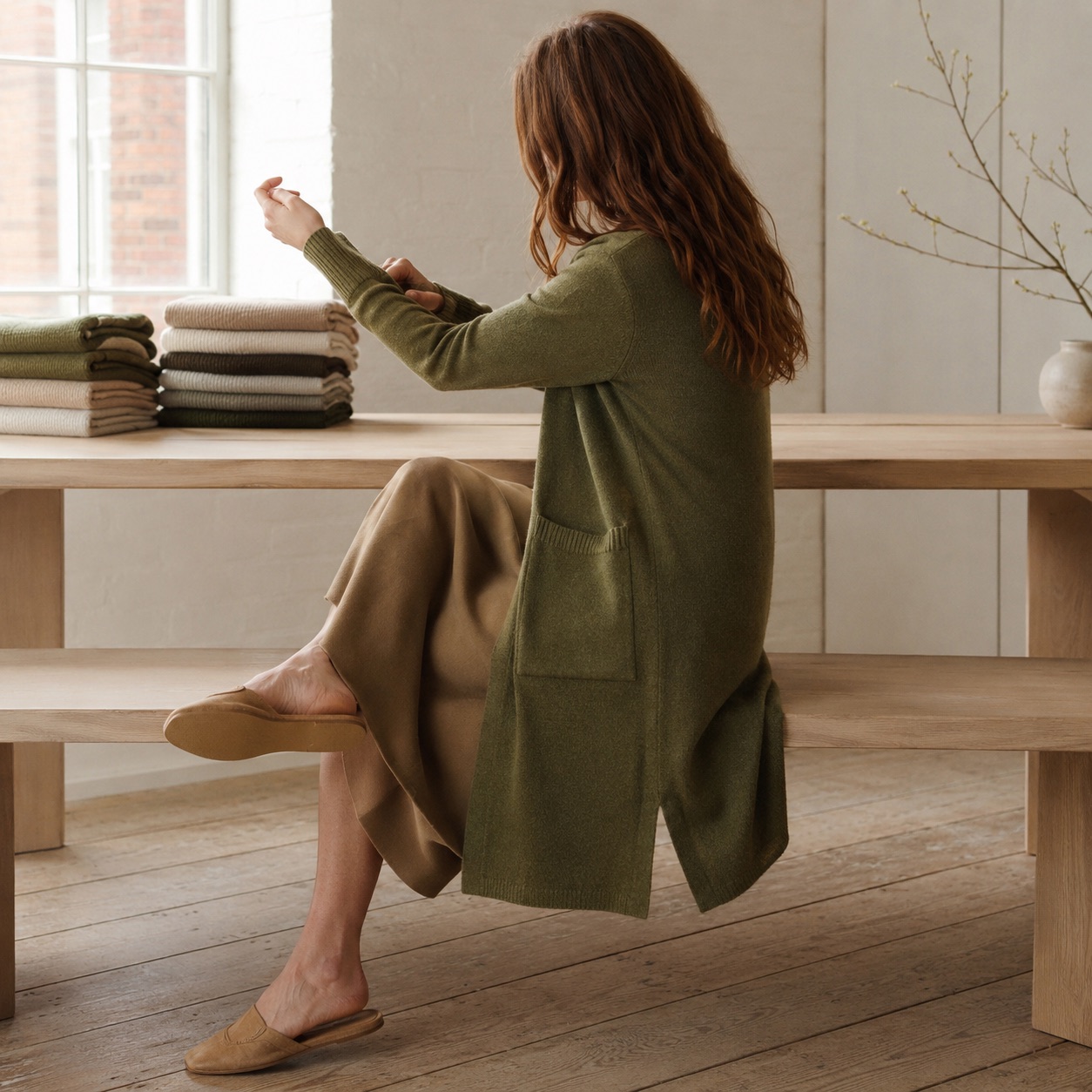 Linden Longline Cardigan Linden Longline Cardigan — WOOL BARN knitwear, product photograph