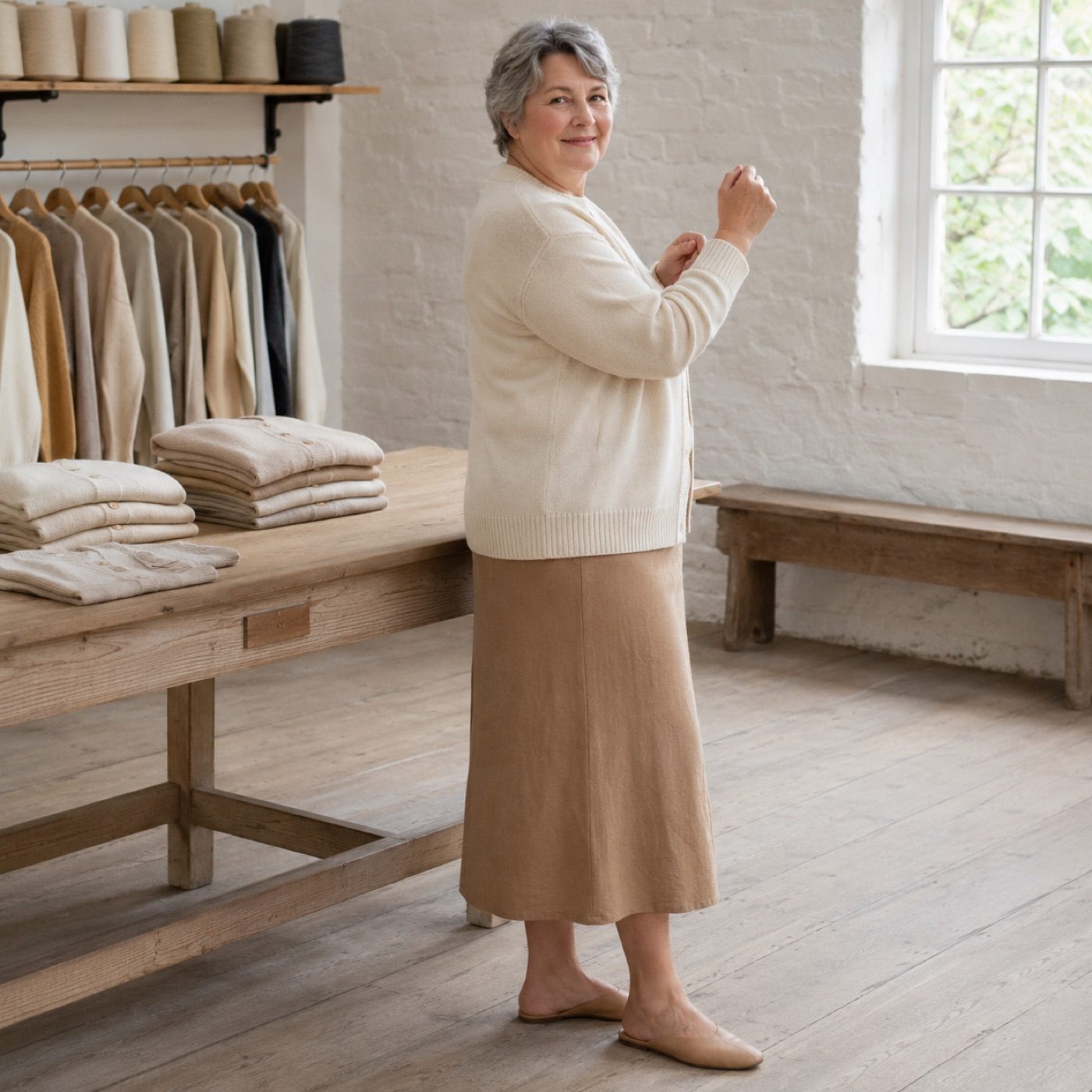 Sedge Fine Knit Cardigan — Cardigans by WOOL BARN. worn by a model.