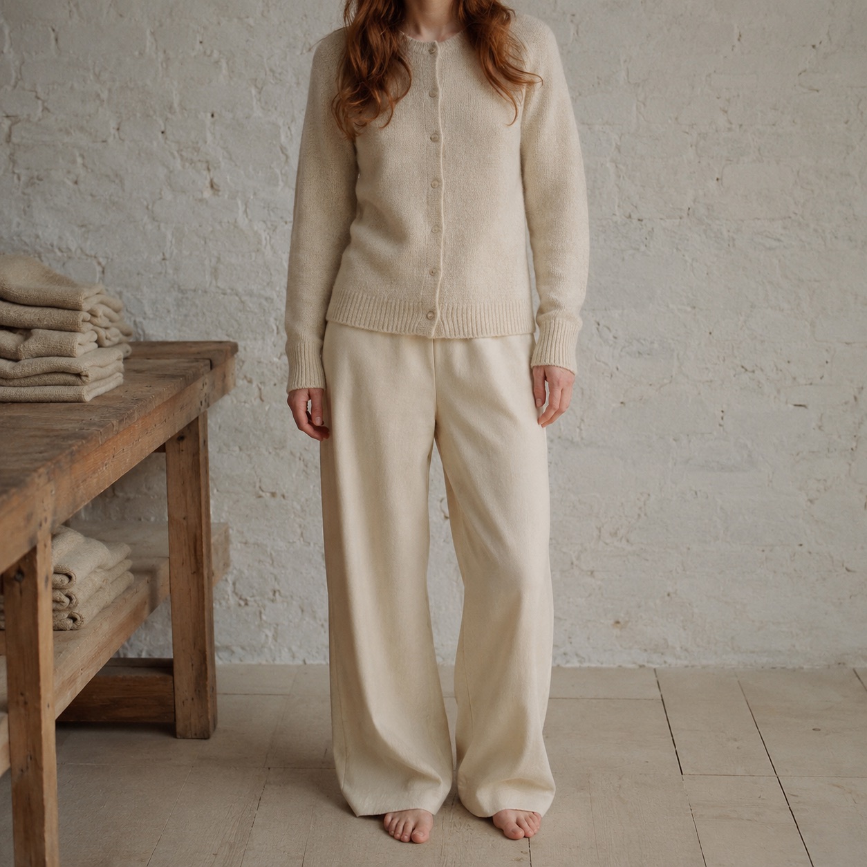 Sedge Fine Knit Cardigan Sedge Fine Knit Cardigan — WOOL BARN knitwear, product photograph