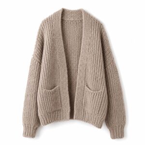 Wren Chunky Knit Cardigan — product shot, laid out flat (Cardigans).