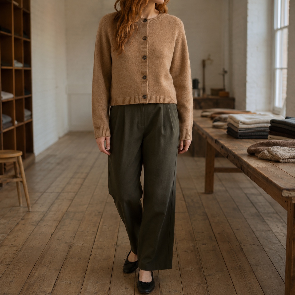 Nether Cropped Cardigan — Cardigans by WOOL BARN. worn by a model.