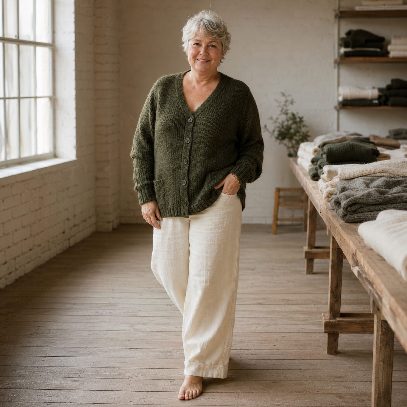 Thornby Chunky Knit Cardigan — Cardigans by WOOL BARN. worn by a model.
