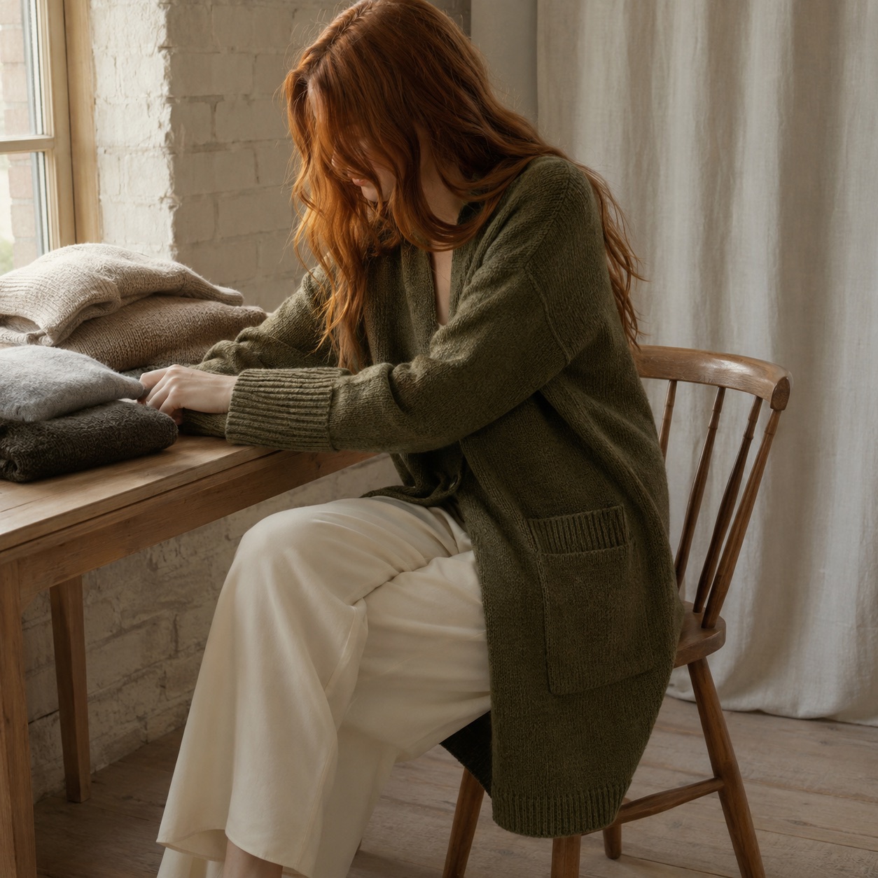 Hartley Longline Cardigan — WOOL BARN knitwear, product photograph
