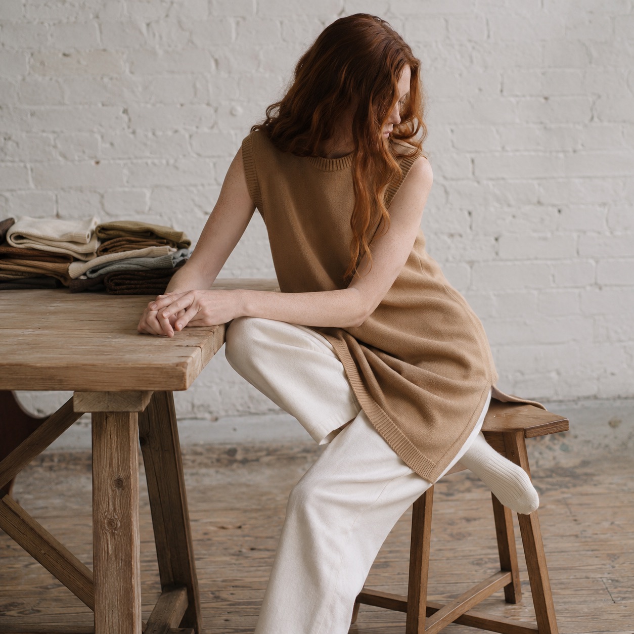 Hartley Sleeveless Knit Dress — WOOL BARN knitwear, product photograph