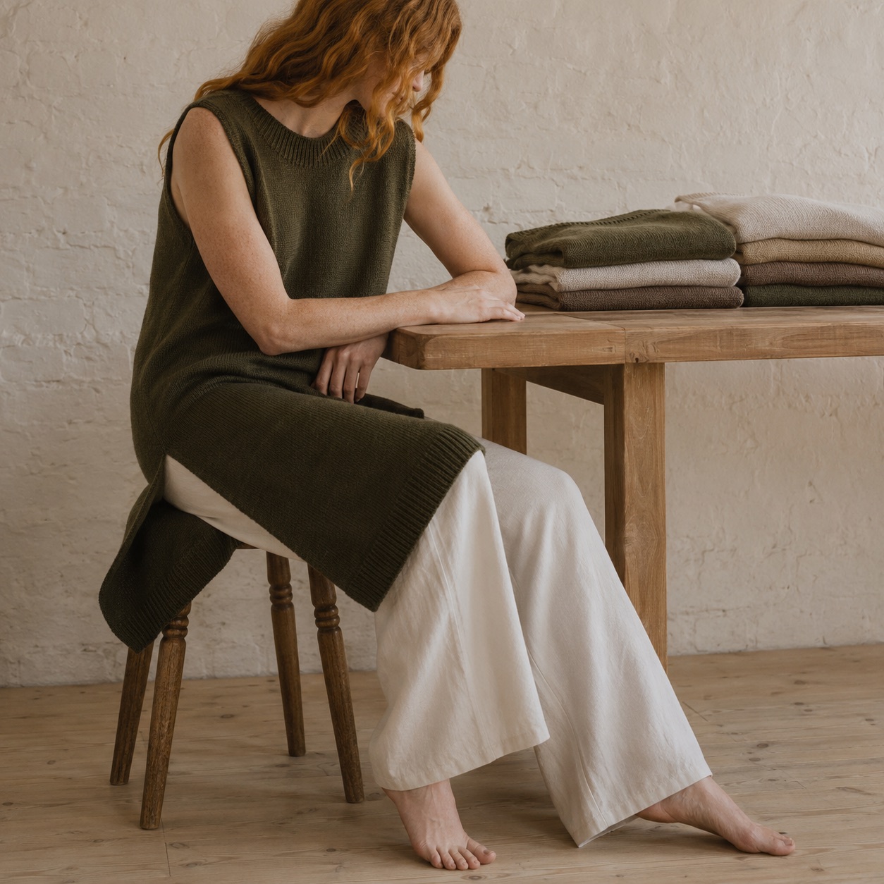 Kelmscott Sleeveless Knit Dress Kelmscott Sleeveless Knit Dress — WOOL BARN knitwear, product photograph