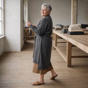 Bramble Belted Knit Dress — Knitted Dresses by WOOL BARN. worn by a model.