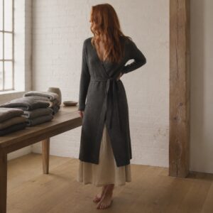 Bramble Belted Knit Dress — WOOL BARN knitwear, product photograph