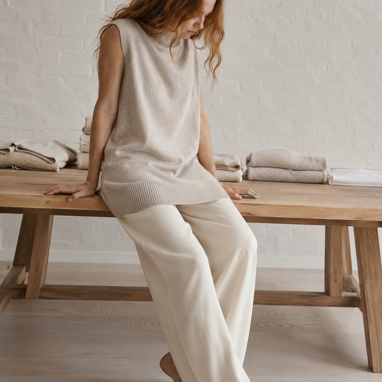 Marlow Sleeveless Knit Dress Marlow Sleeveless Knit Dress — WOOL BARN knitwear, product photograph