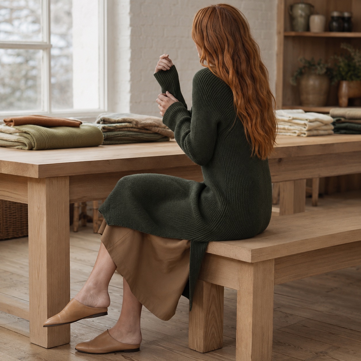 Rowan Rib Knit Dress Rowan Rib Knit Dress — WOOL BARN knitwear, product photograph