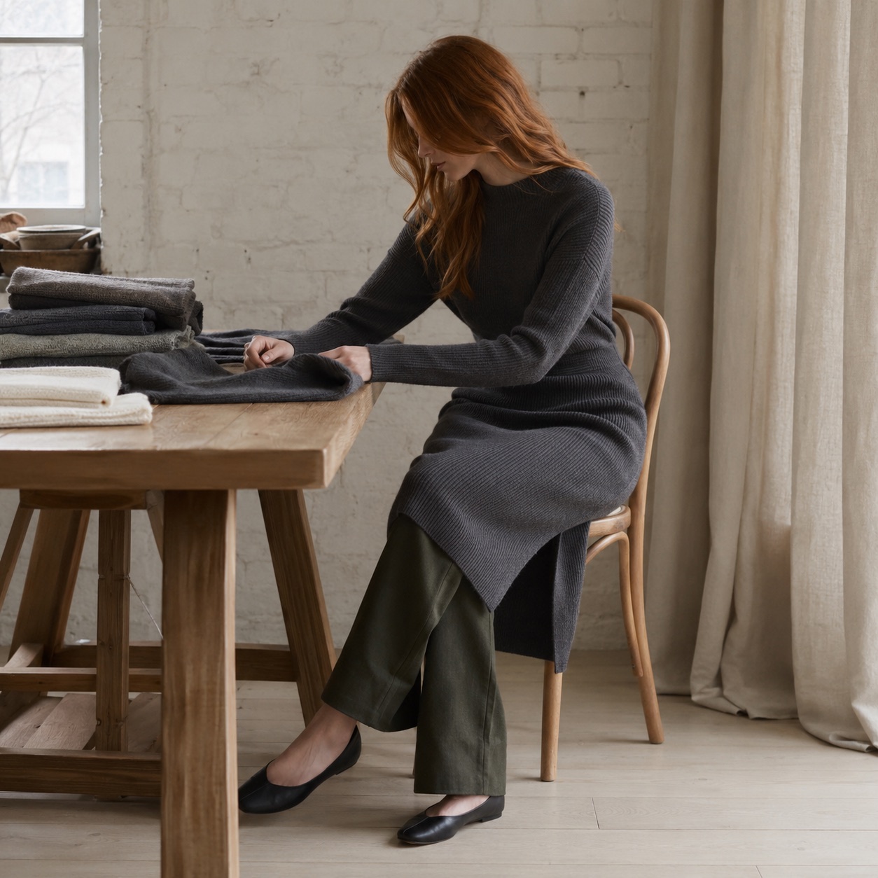 Linden Rib Knit Dress Linden Rib Knit Dress — WOOL BARN knitwear, product photograph
