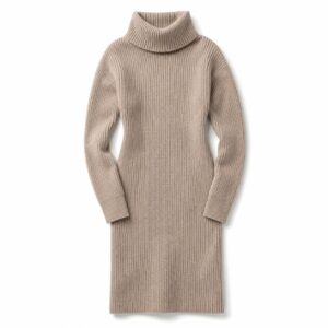 Wren Roll Neck Knit Dress — product shot, laid out flat (Knitted Dresses).