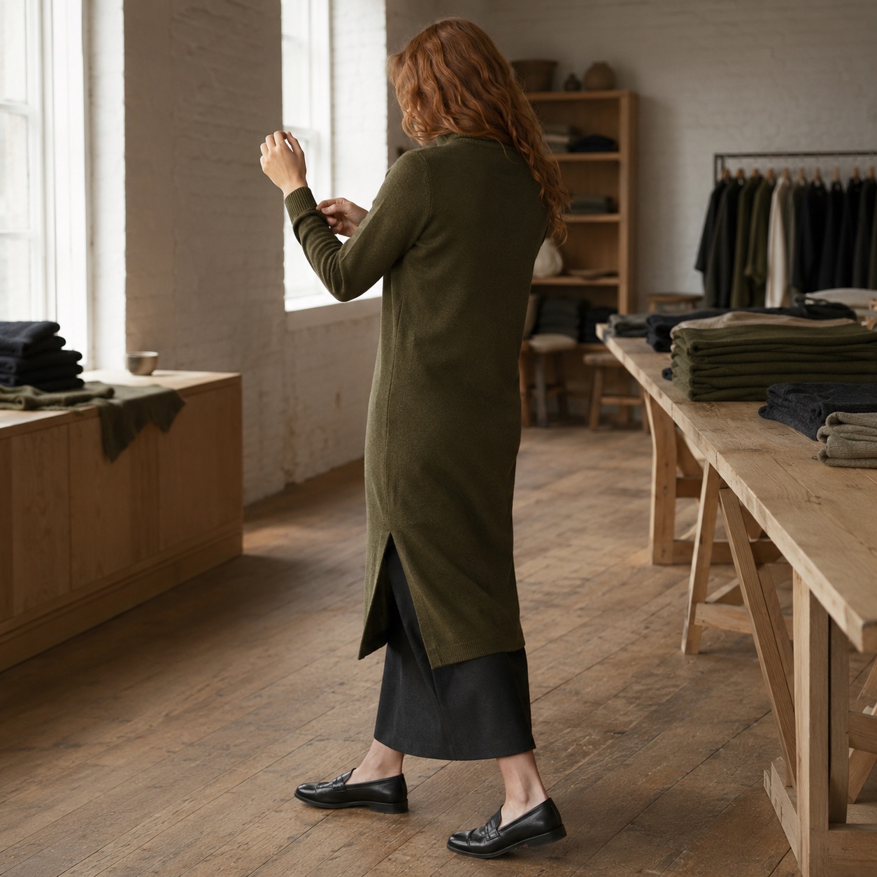 Ashcombe Roll Neck Knit Dress — WOOL BARN knitwear, product photograph