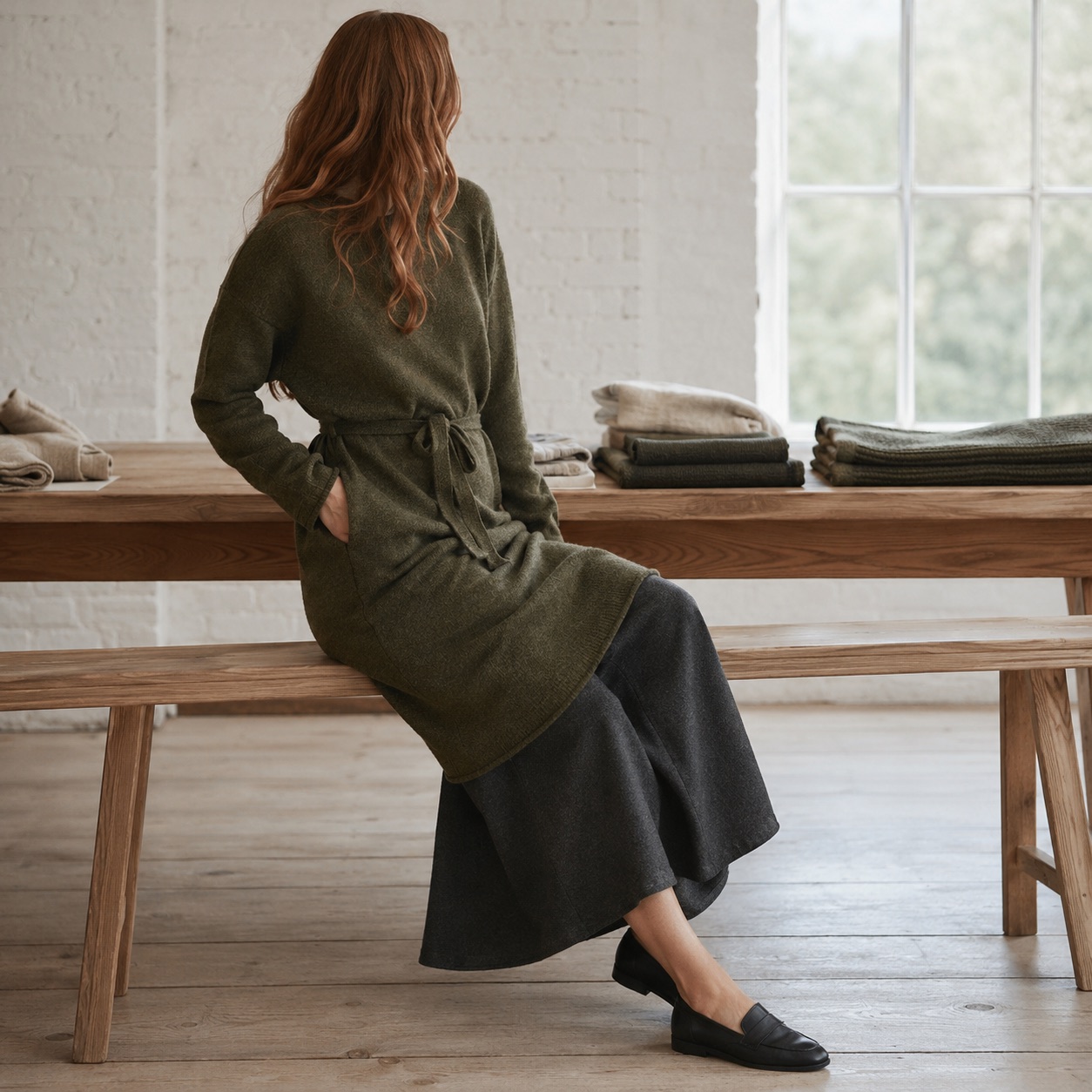 Nether Belted Knit Dress Nether Belted Knit Dress — WOOL BARN knitwear, product photograph