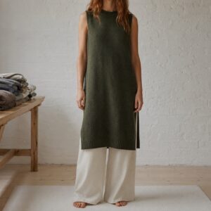 Halstead Sleeveless Knit Dress — WOOL BARN knitwear, product photograph