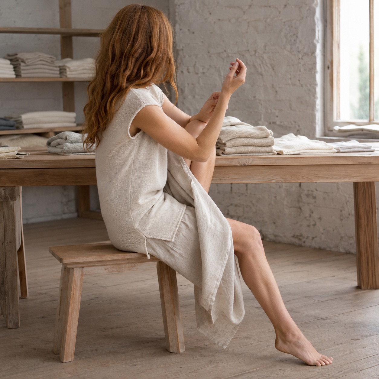 Orsett Sleeveless Knit Dress Orsett Sleeveless Knit Dress — WOOL BARN knitwear, product photograph