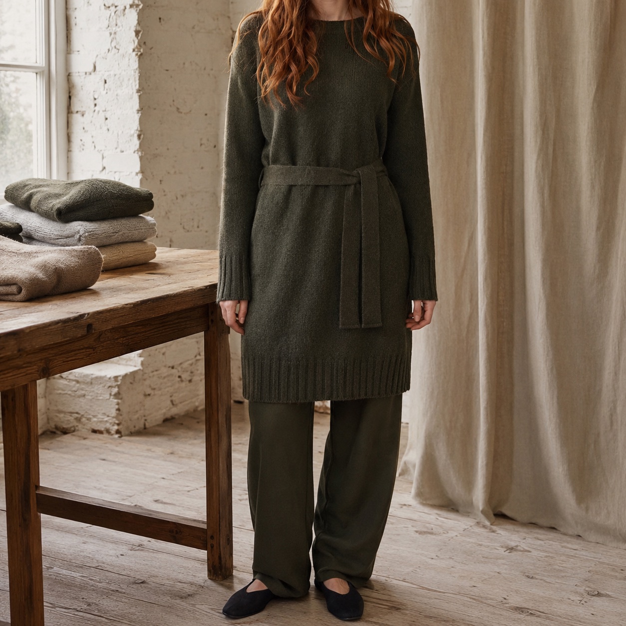 Quarry Belted Knit Dress Quarry Belted Knit Dress — WOOL BARN knitwear, product photograph