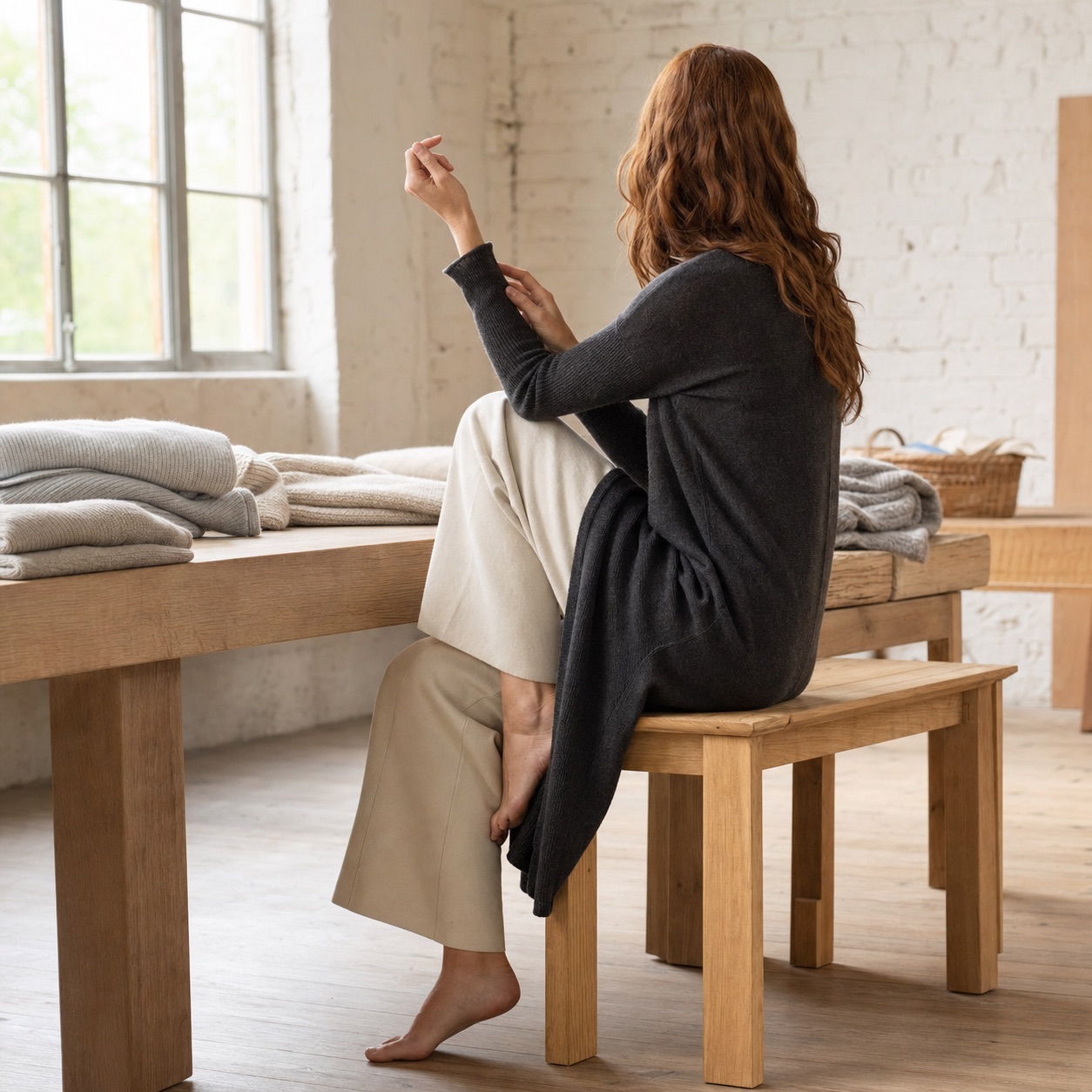 Mardale Midi Knit Dress — Knitted Dresses by WOOL BARN. worn by a model.