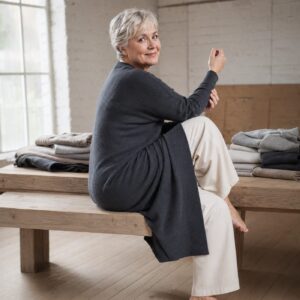 Mardale Midi Knit Dress — Knitted Dresses by WOOL BARN. worn by a model.
