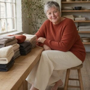 Ivel Rib Knit Dress — Knitted Dresses by WOOL BARN. worn by a model.