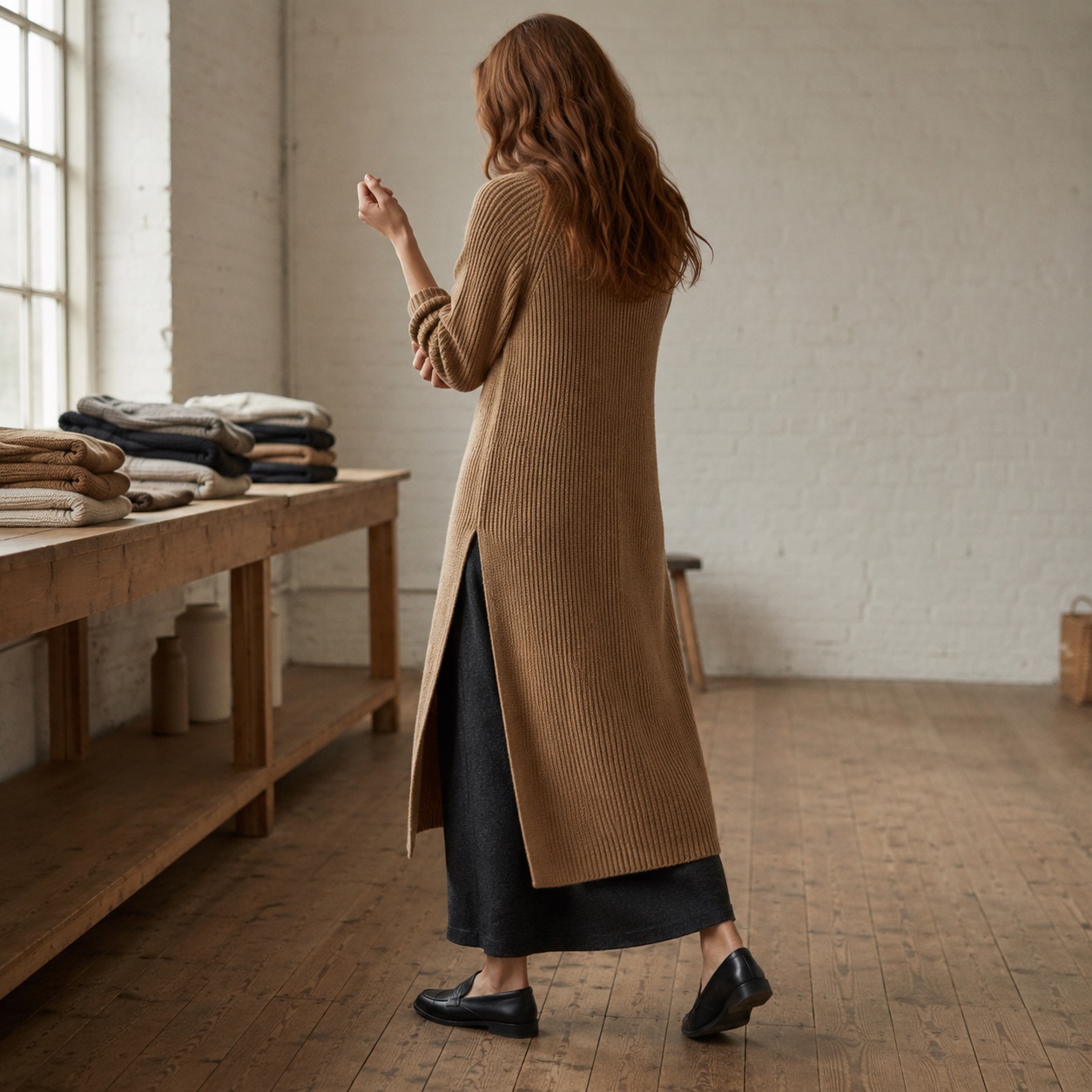 Fennel Rib Knit Dress — WOOL BARN knitwear, product photograph