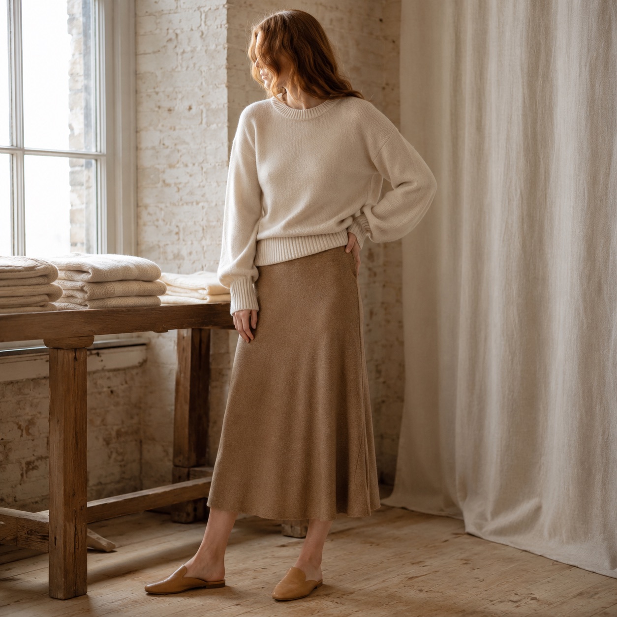 Nether Balloon Sleeve Jumper — Jumpers by WOOL BARN. worn by a model.