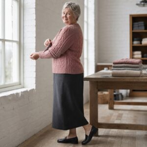 Mardale Cable Knit Jumper — Jumpers by WOOL BARN. worn by a model.