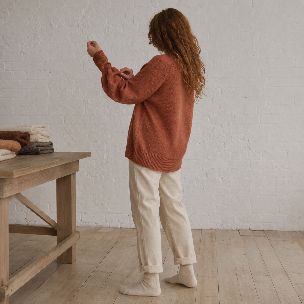 Linden Balloon Sleeve Jumper — Jumpers by WOOL BARN. worn by a model.