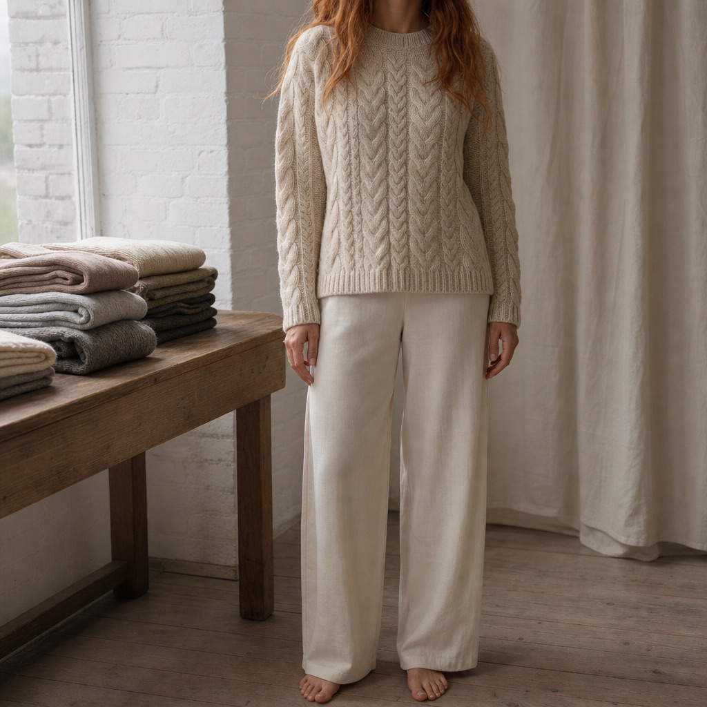Bramble Cable Knit Jumper Bramble Cable Knit Jumper — WOOL BARN knitwear, product photograph