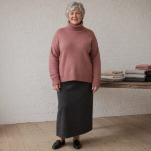 Rowan Roll Neck Jumper — Jumpers by WOOL BARN. worn by a model.