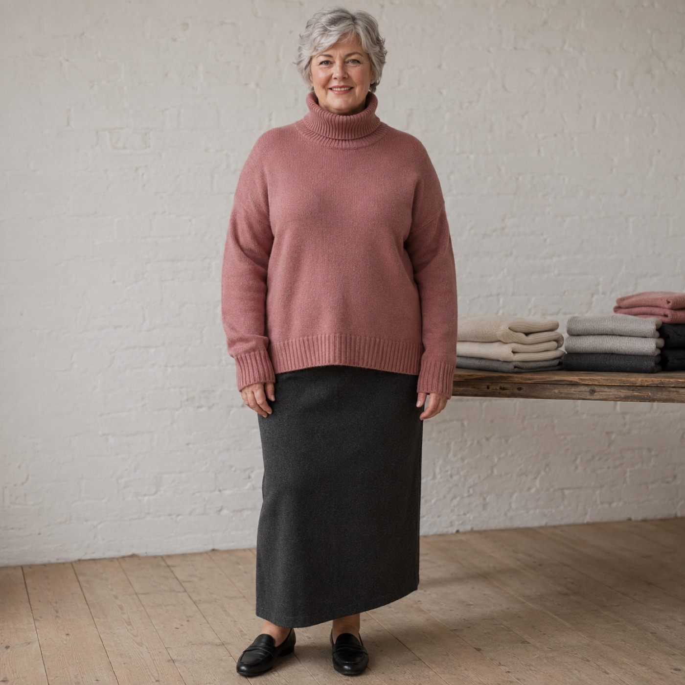 Rowan Roll Neck Jumper — Jumpers by WOOL BARN. worn by a model.