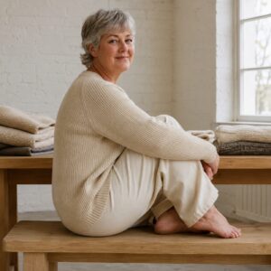 Hartley Rib Knit Jumper — worn, side (Jumpers).