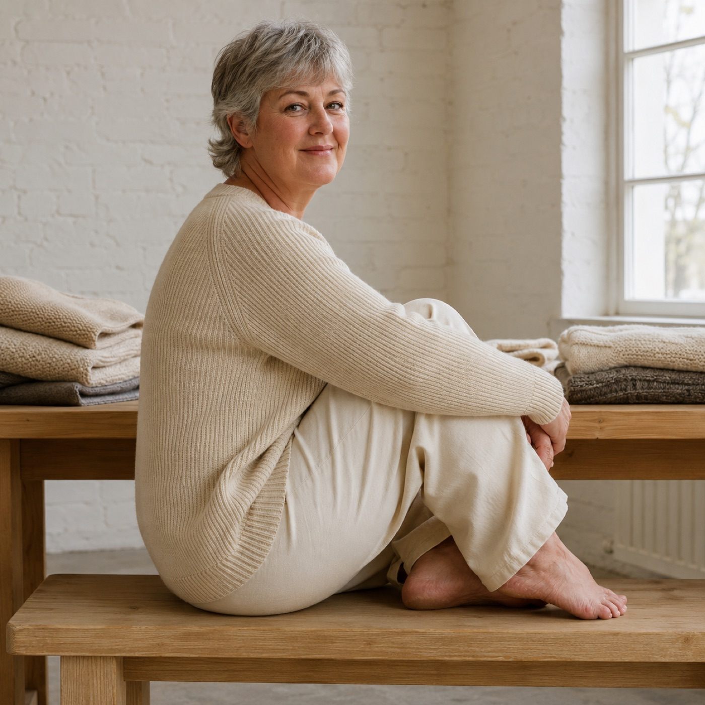 Hartley Rib Knit Jumper — worn, side (Jumpers).