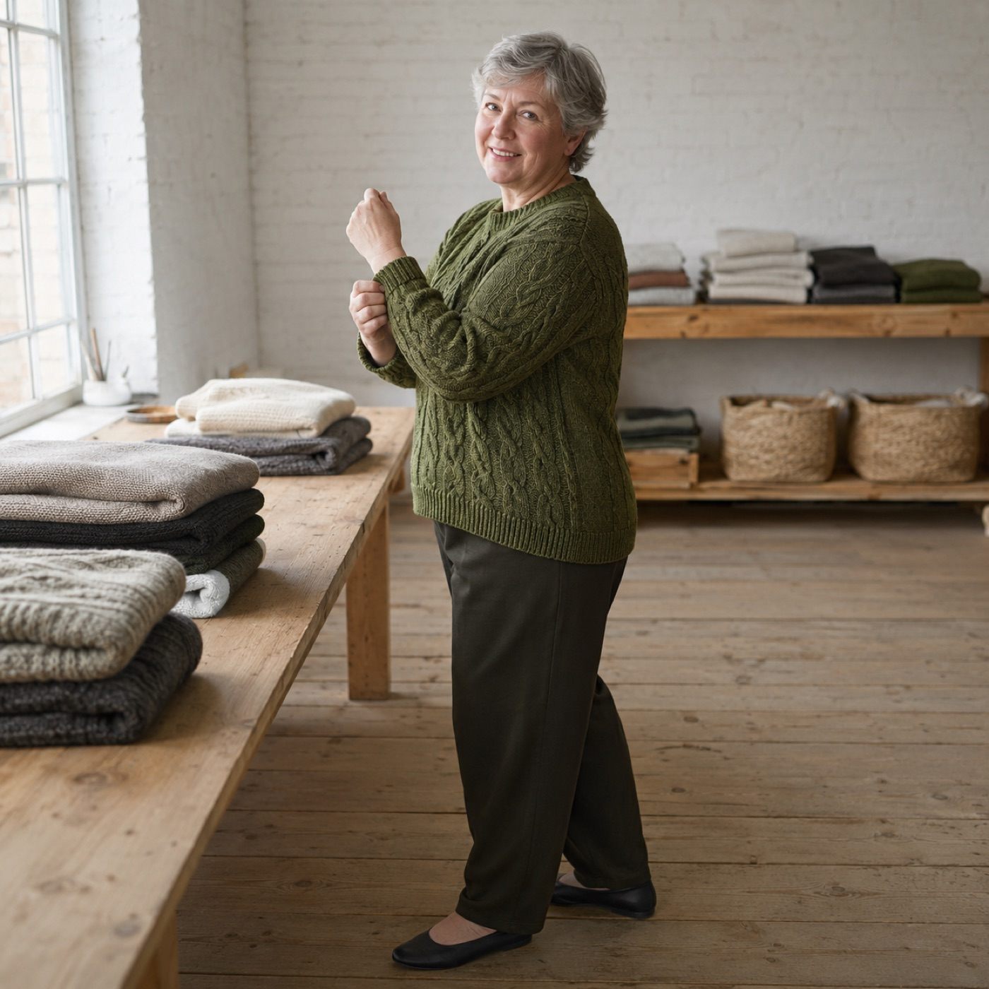 Quarry Cable Knit Jumper — Jumpers by WOOL BARN. worn by a model.