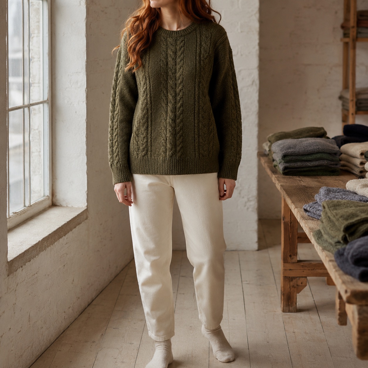 Eddisbury Cable Knit Jumper Eddisbury Cable Knit Jumper — WOOL BARN knitwear, product photograph