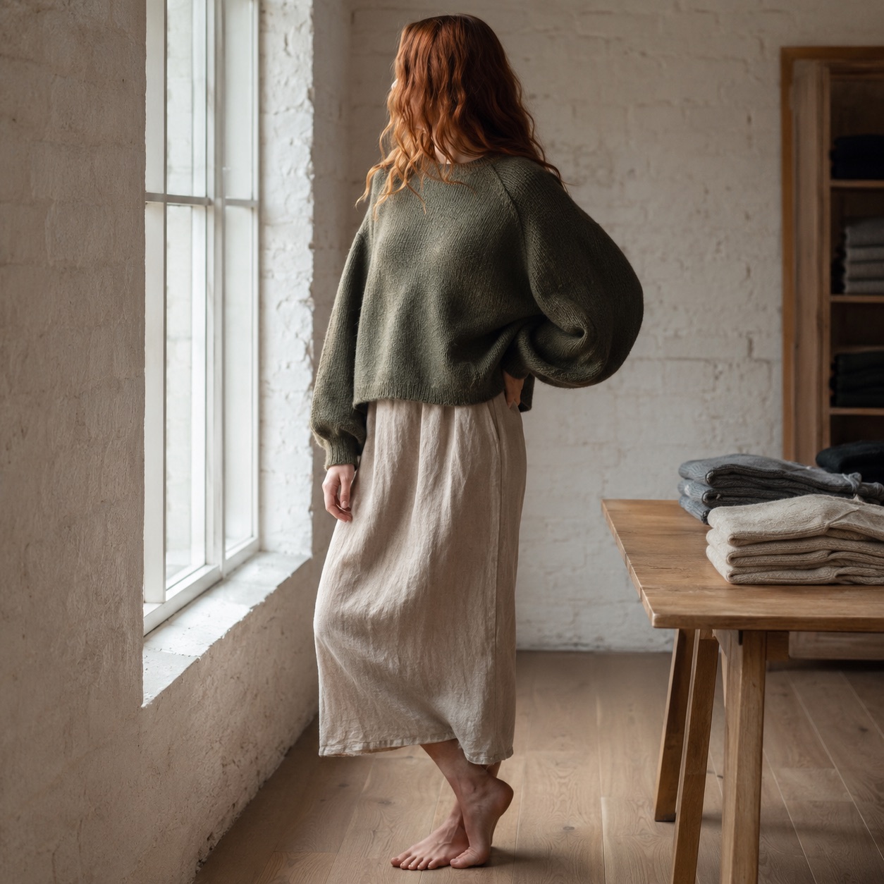 Pentre Balloon Sleeve Jumper — Jumpers by WOOL BARN. worn by a model.
