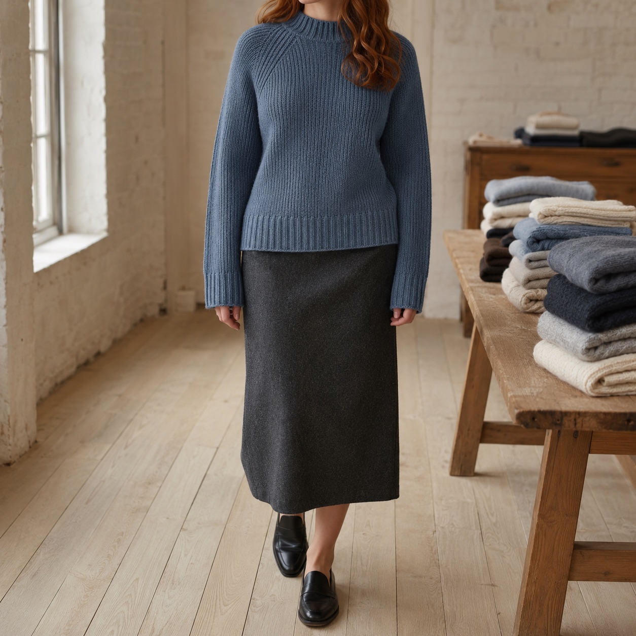 Nether Rib Knit Jumper — Jumpers by WOOL BARN. worn by a model.