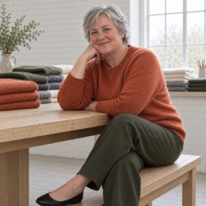 Hartley Crew Neck Jumper — Jumpers by WOOL BARN. worn by a model.
