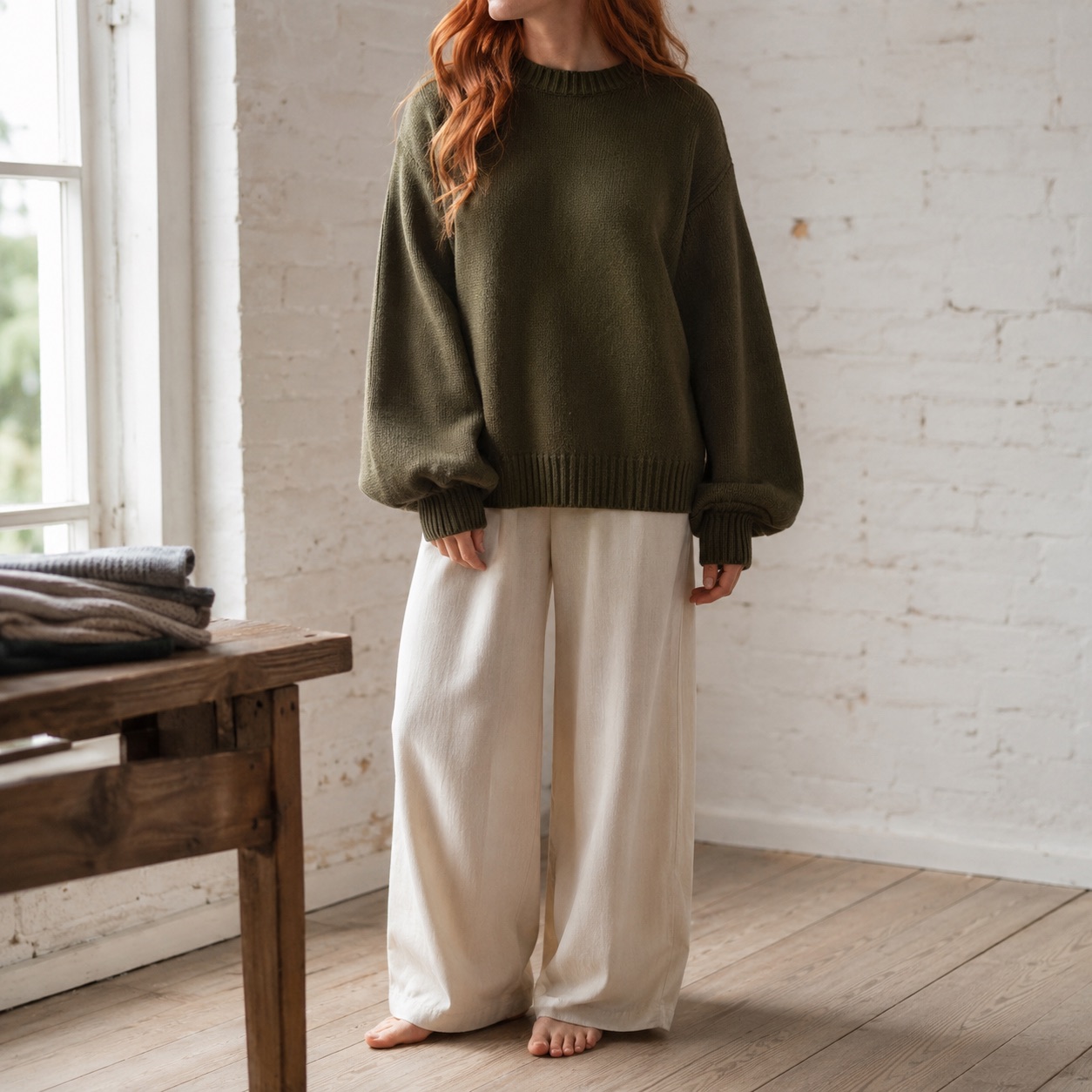 Linden Balloon Sleeve Jumper Linden Balloon Sleeve Jumper — WOOL BARN knitwear, product photograph