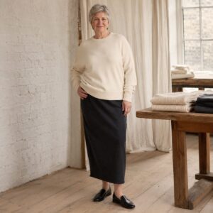 Bramble Crew Neck Jumper — Jumpers by WOOL BARN. worn by a model.