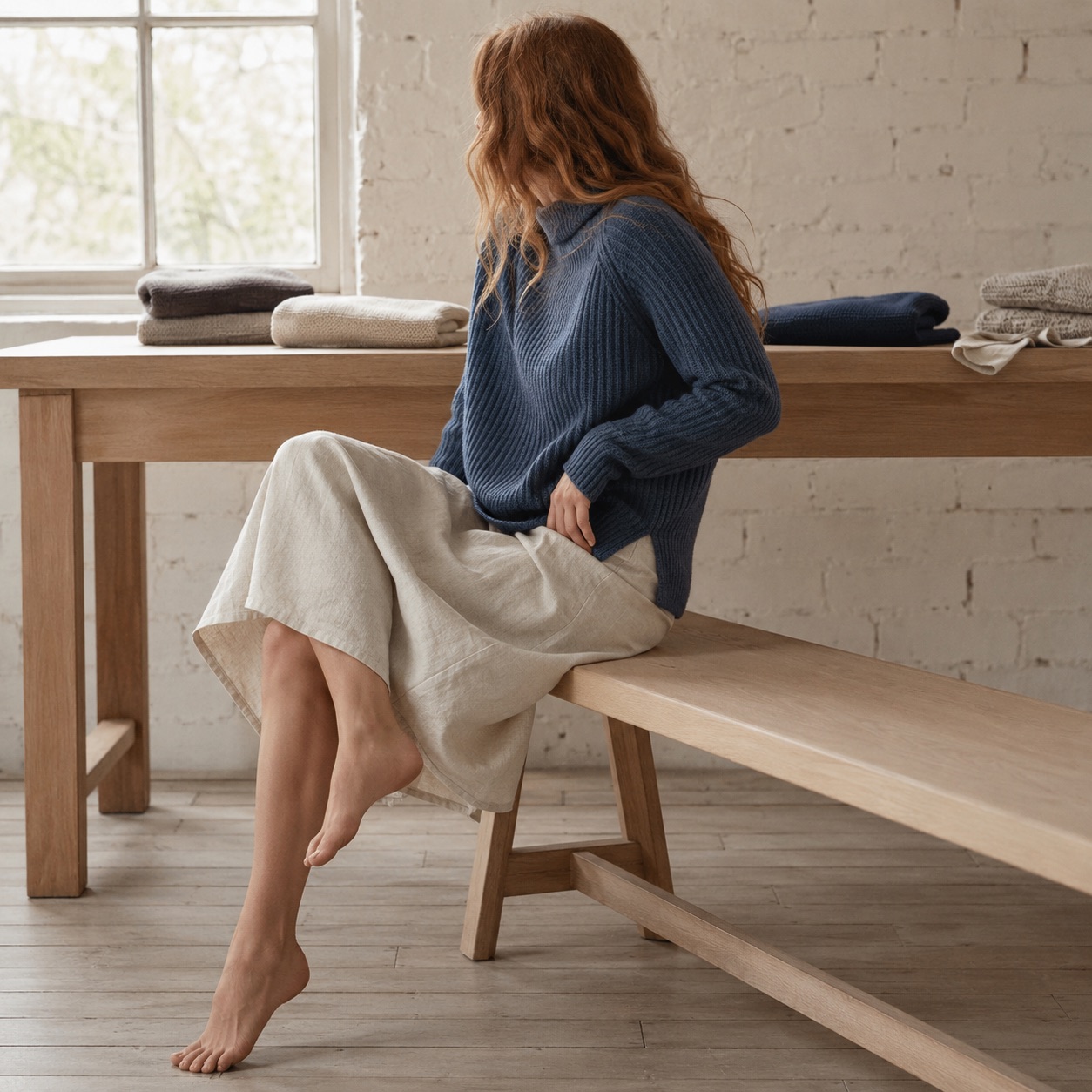 Ivel Rib Knit Jumper — Jumpers by WOOL BARN. worn by a model.